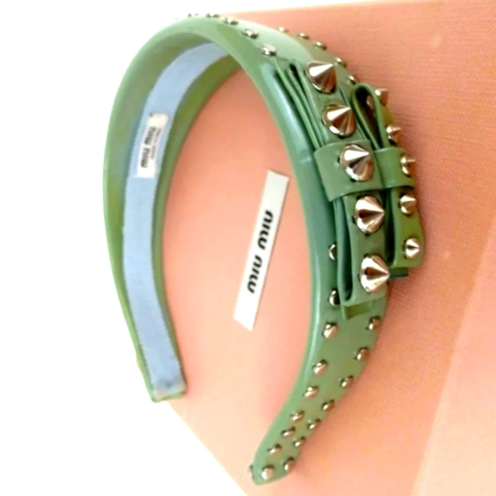 MIU MIU RIBBON STUDS KATYUSHA PATENT LEATHER
